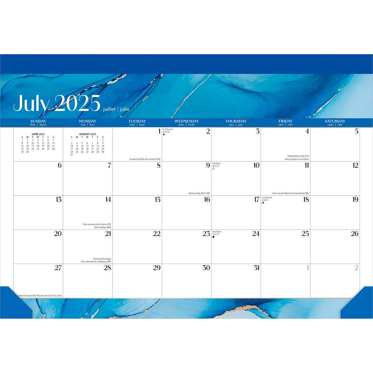 Crackled Blush | 2026 14x10 Inch 18 Months Monthly Desk Pad Calendar | July 2025 - December 2026